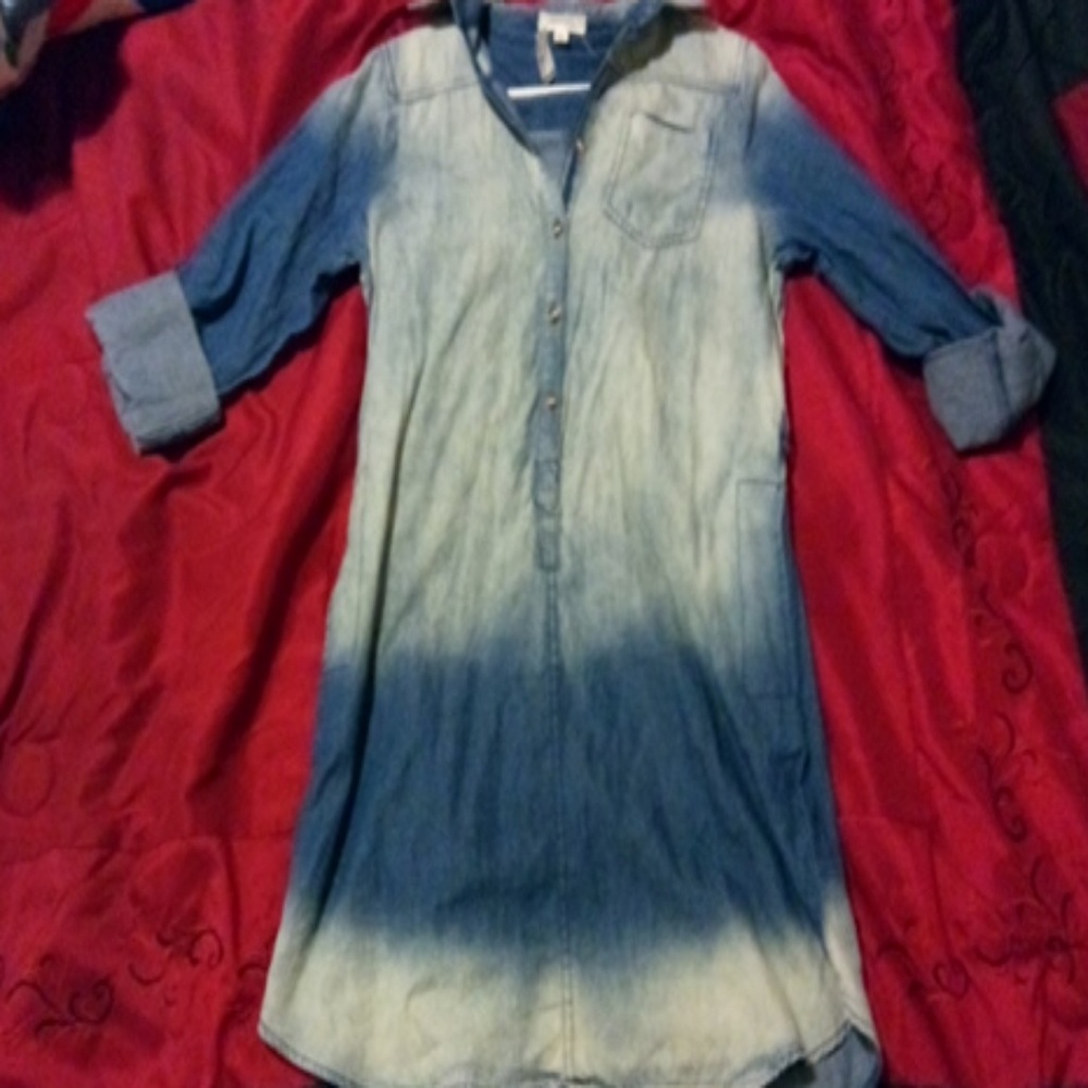 Two tone denim blue dress